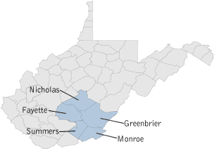 District Nine Counties: Fayette, Greenbrier, Monroe, Nicholas and Summers